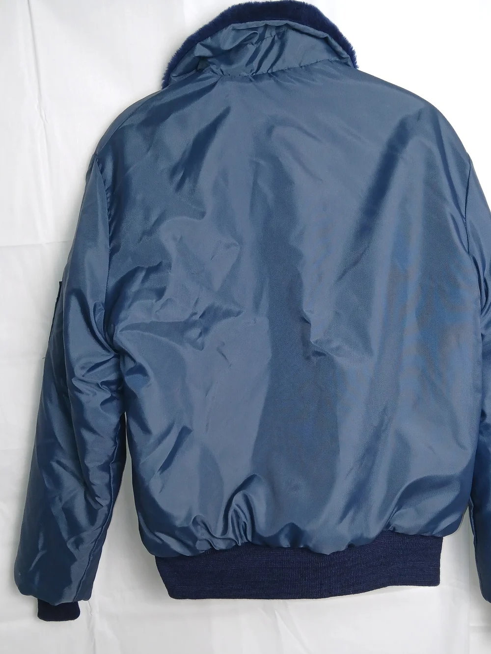 Vintage Men's Navy Blue Nylon Flight Jacket - Size Medium‎